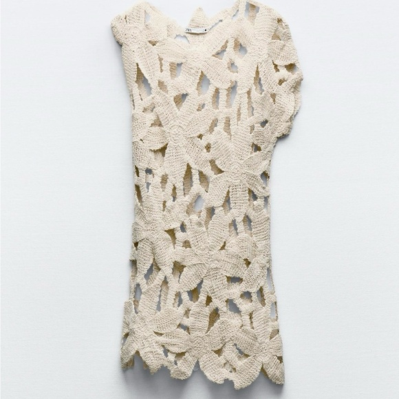 Zara ASYMMETRIC CROCHET DRESS - Picture 14 of 15